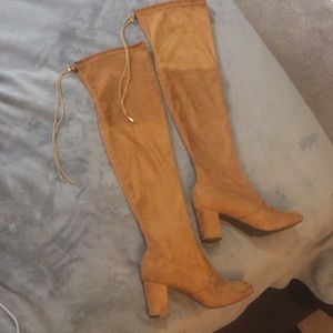 thigh high camel boots
